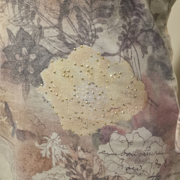 One WorldMulti Colored & Bling top Floral 50% Polyester 50% Cotton Size M - Picture 7 of 9